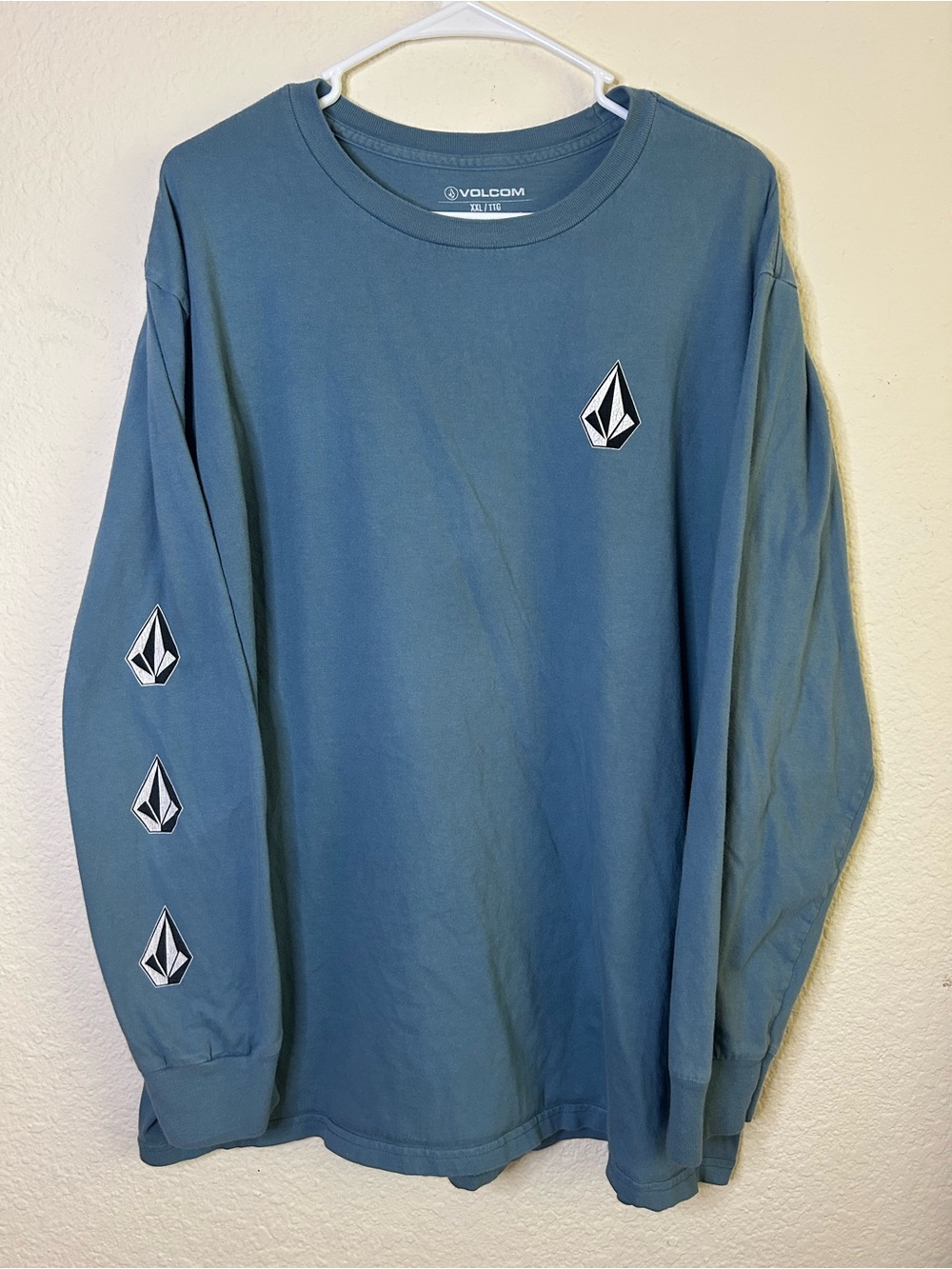 Volcom Men's Long Sleeve Logo Tee Teal Blue Casual Wear Active Camp XXL